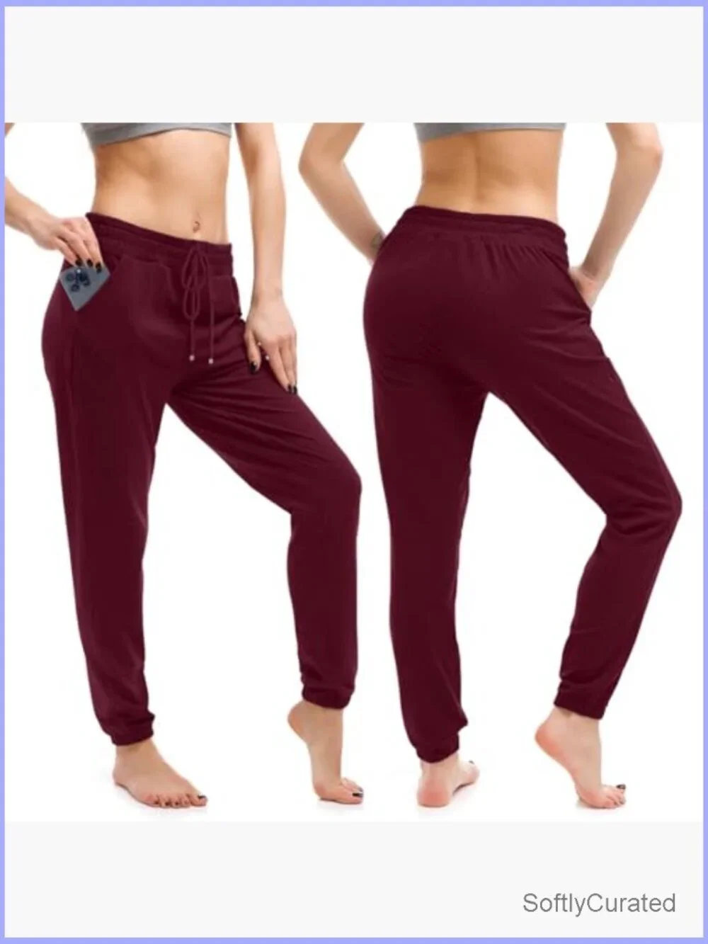 High Rise Joggers with Pockets, Drawstring Sweatpants for Running